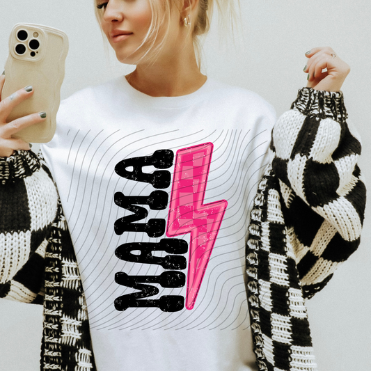MAMA PINK BOLT DISTRESSED - DTF TRANSFER