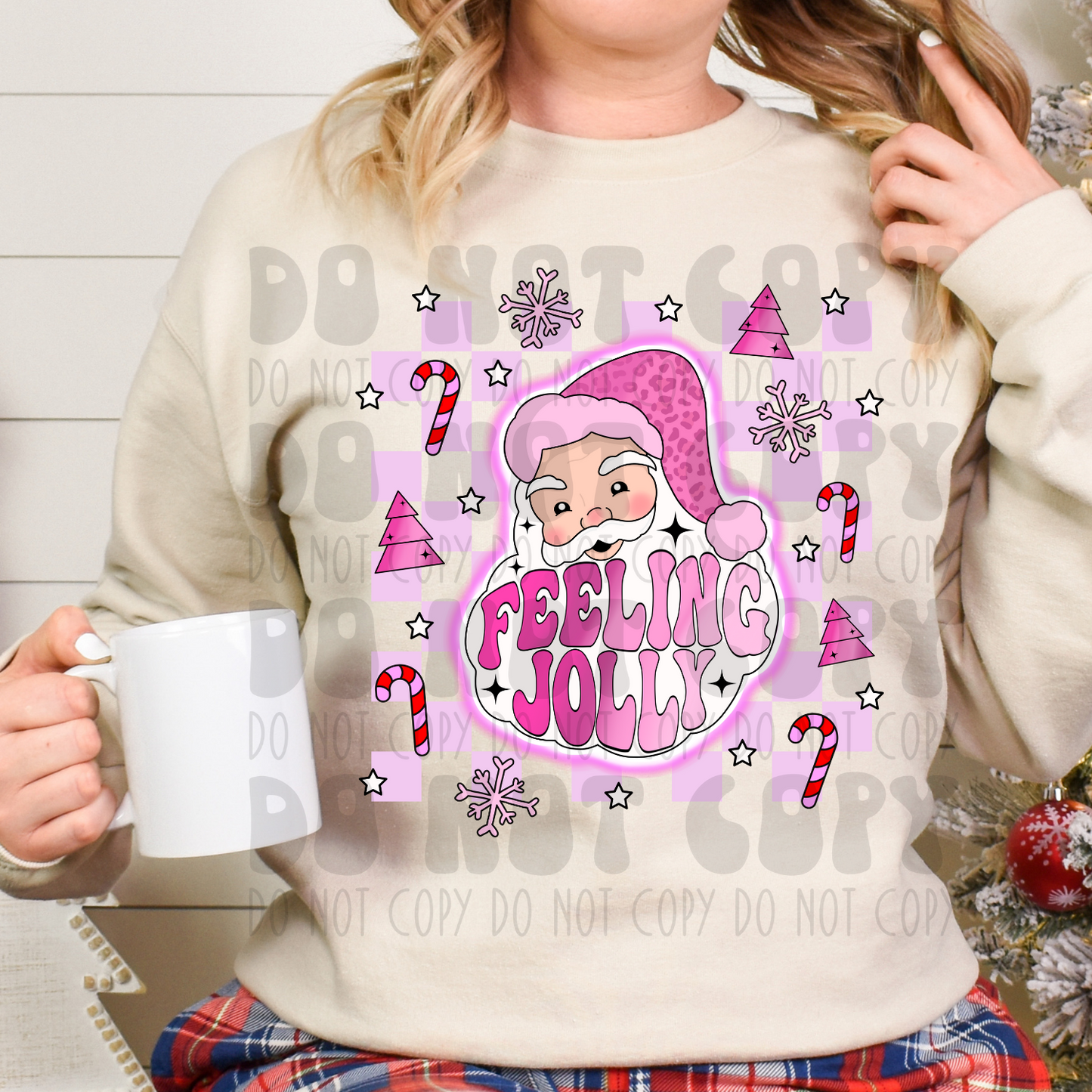 FEELING JOLLY PINK SANTA - DTF TRANSFER