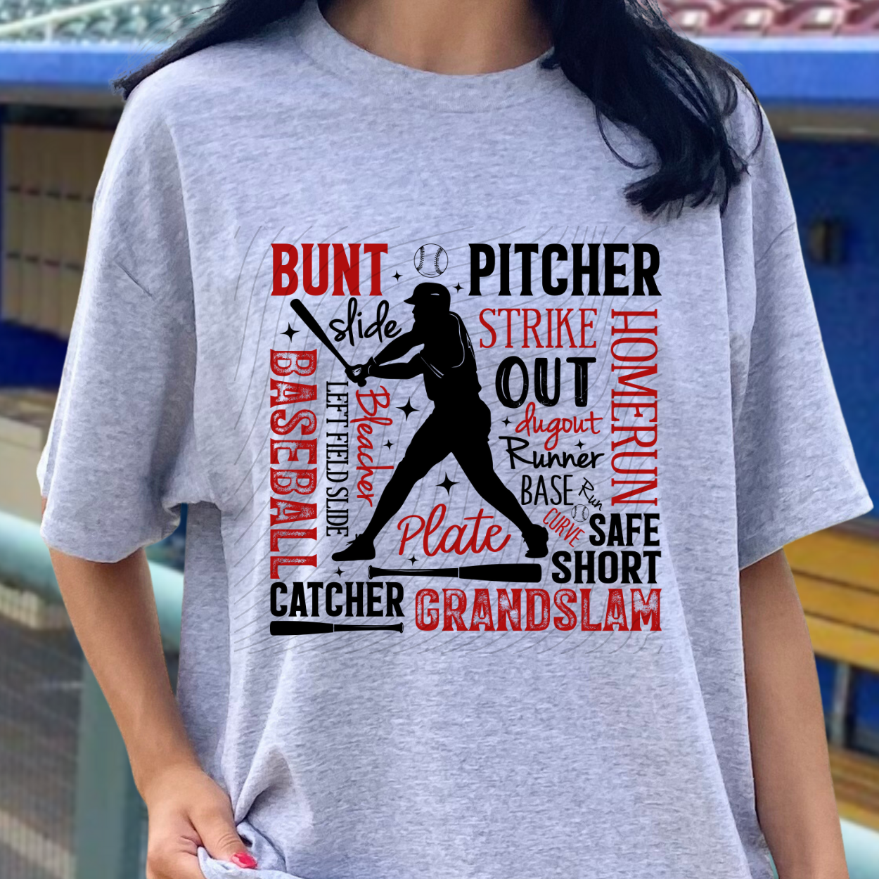 BASEBALL PLAYER WORD COLLAGE - DTF TRANSFER