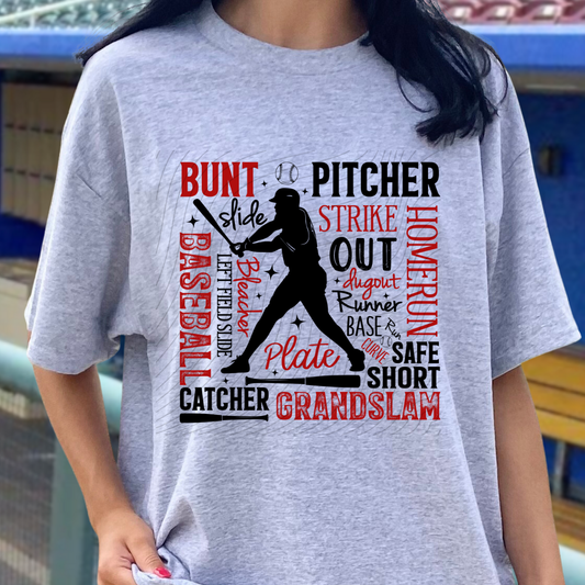 BASEBALL PLAYER WORD COLLAGE - DTF TRANSFER