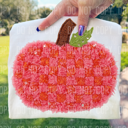 ORANGE/PINK PUMPKIN FAUX YARN - DTF TRANSFER