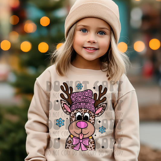 LEOPARD W/ PINK REINDEER - DTF TRANSFER