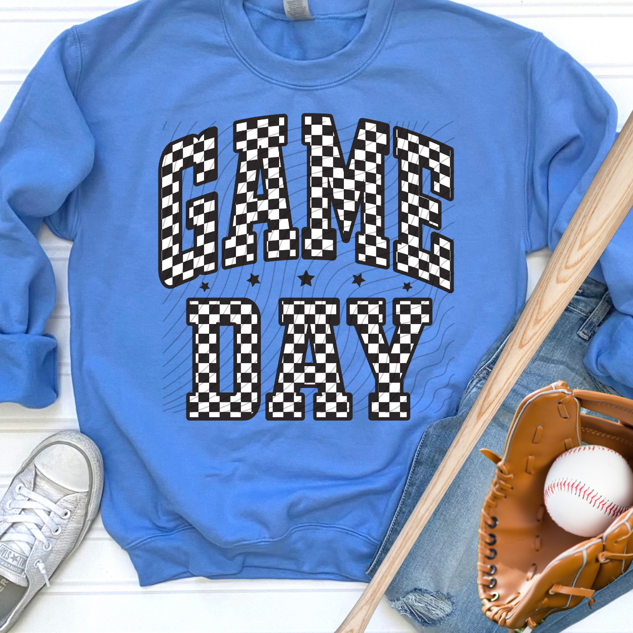 CHECKERED GAME DAY WHIT/BLK - DTF TRANSFER