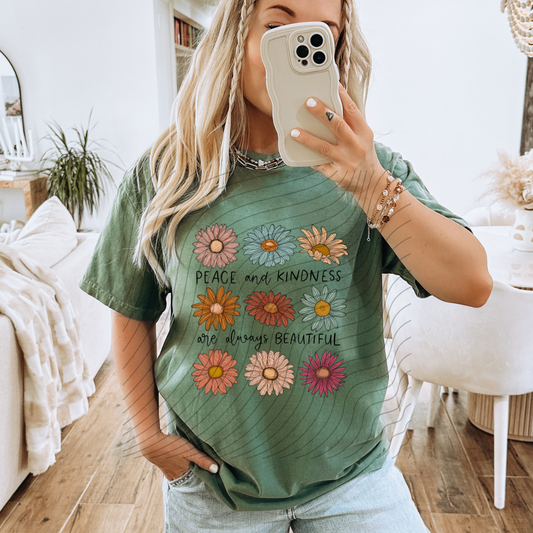 PEACE AND KINDNESS BLK TEXT - DTF TRANSFER