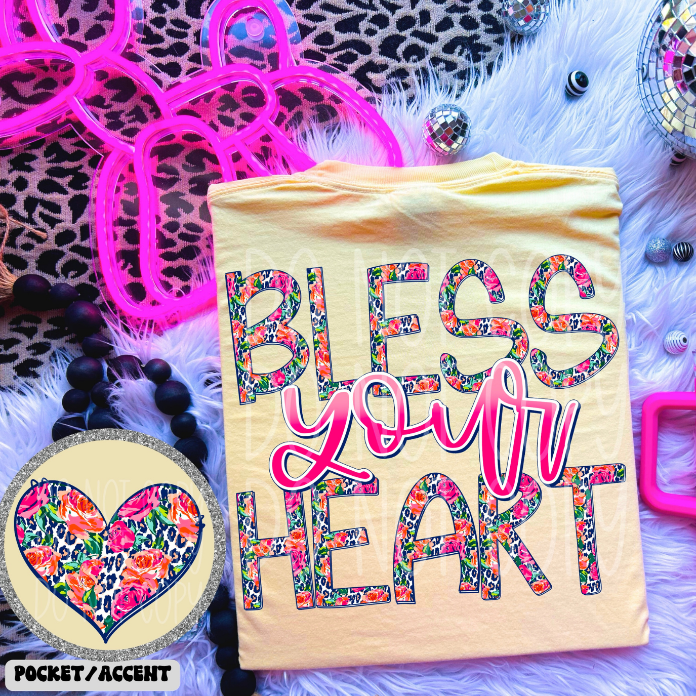 BLESS YOUR HEART W/POCKET - DTF TRANSFER