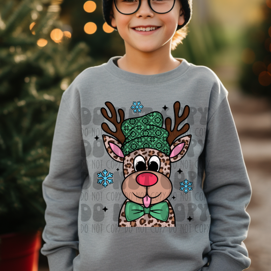 LEOPARD W/ GREEN REINDEER - DTF TRANSFER