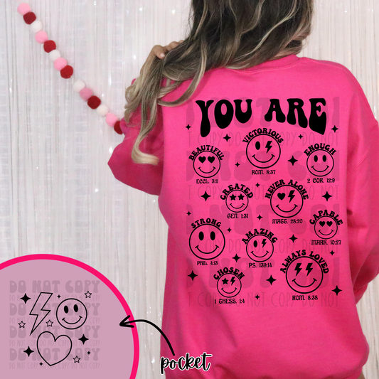 YOU ARE BLK W/ POCKET - DTF TRANSFER