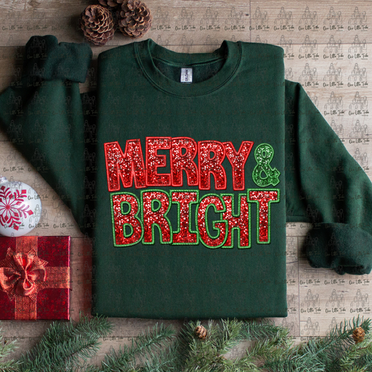MERRY & BRIGHT FAUX SEQUIN - DTF TRANSFER