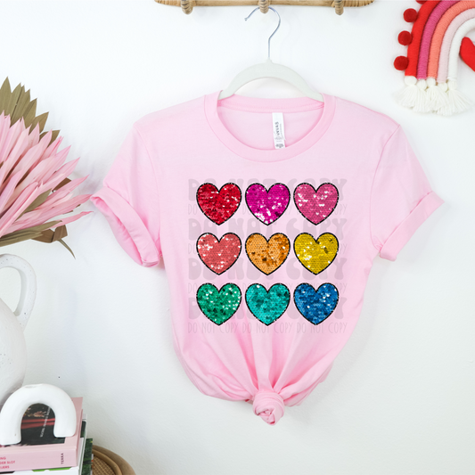 SEQUIN HEARTS - DTF TRANSFER