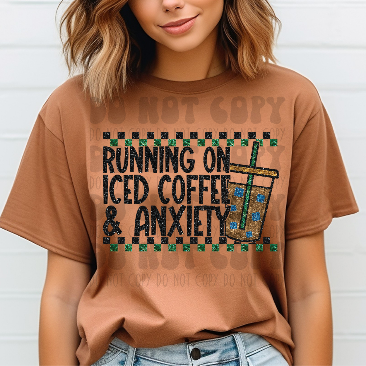 COFFEE AND ANXIETY - FAUX SEQUINS - DTF TRANSFER