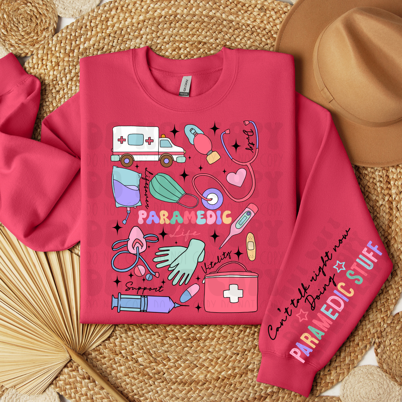 PARAMEDIC STUFF W/SLEEVE BLK WRITING - DTF TRANSFER