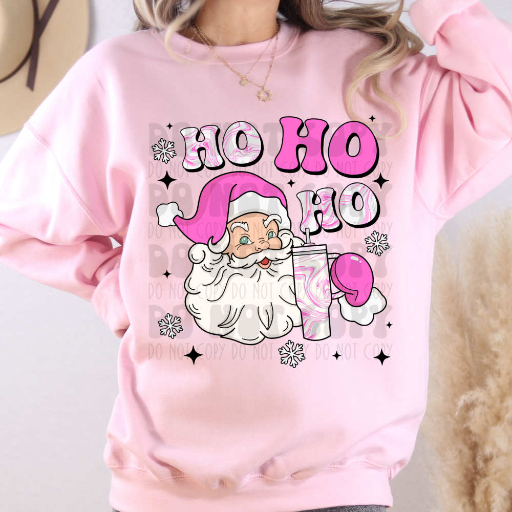HOHOHO SANTA WITH CUP PINK - DTF TRANSFER