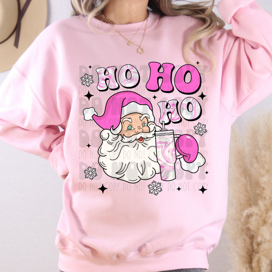 HOHOHO SANTA WITH CUP PINK - DTF TRANSFER