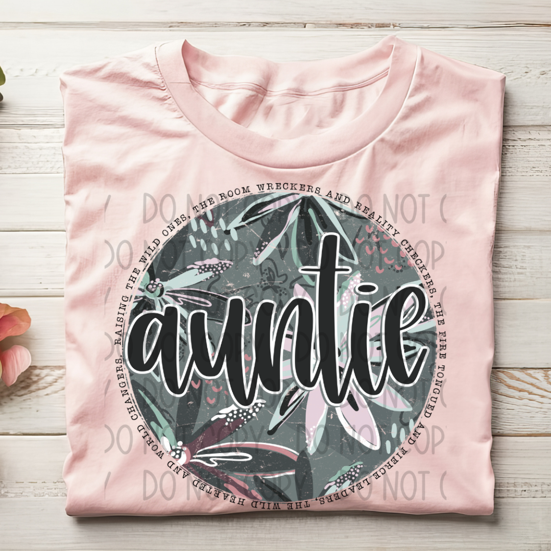 AUNTIE FLORAL CIRCLE WORDS - DTF TRANSFER