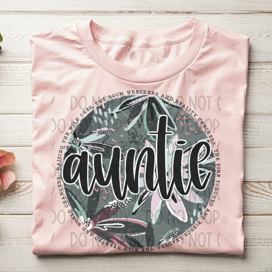 AUNTIE FLORAL CIRCLE WORDS - DTF TRANSFER