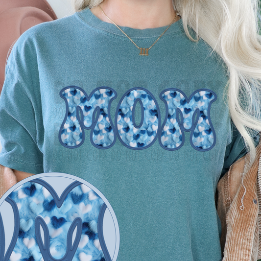 MOM BLUE HEARTS - DTF TRANSFER