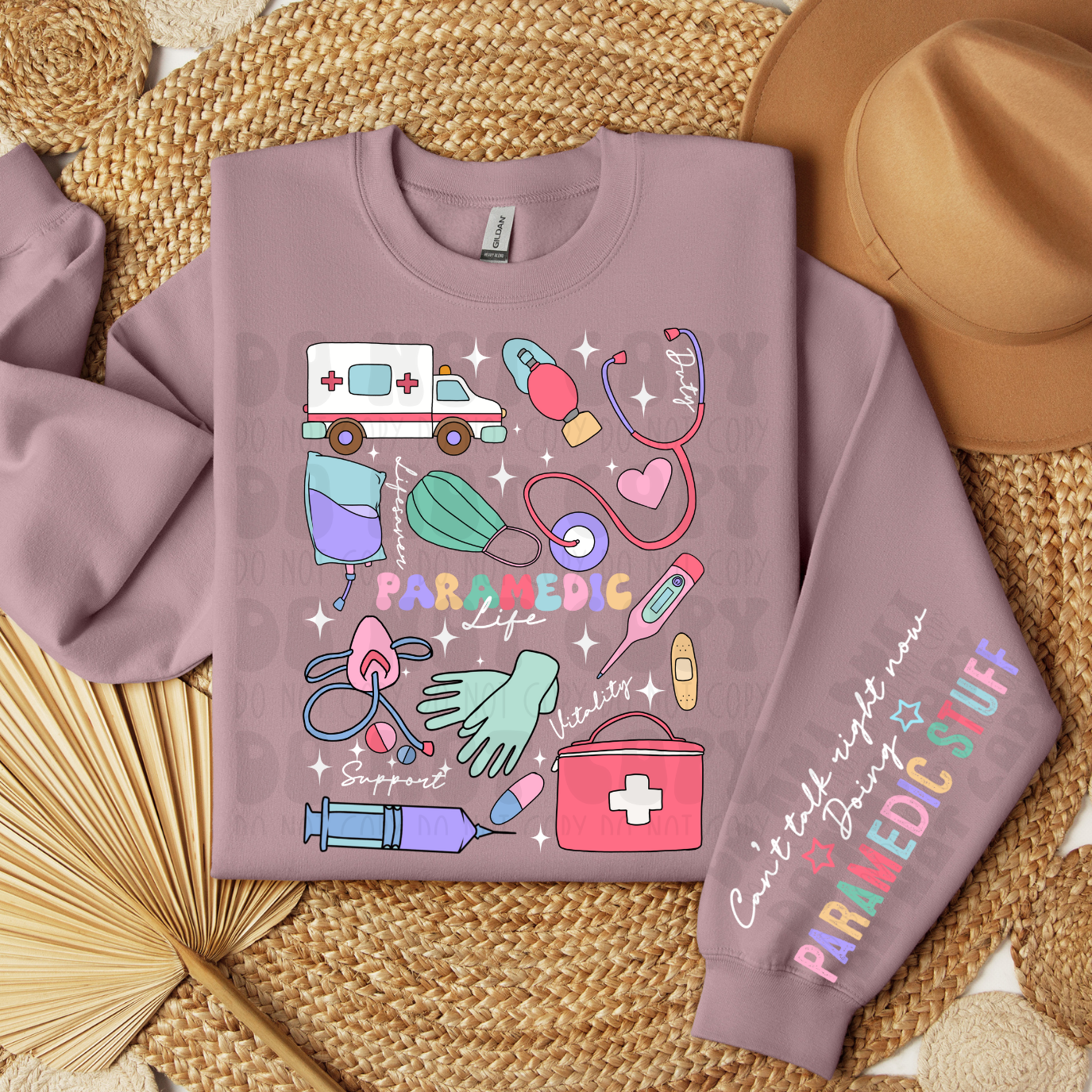 PARAMEDIC STUFF W/SLEEVE WHT WRITING - DTF TRANSFER