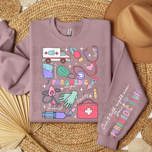 PARAMEDIC STUFF W/SLEEVE WHT WRITING - DTF TRANSFER