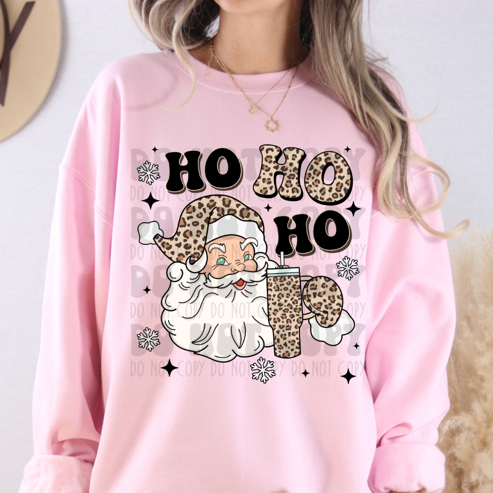 HOHOHO SANTA WITH CUP LEOPARD - DTF TRANSFER