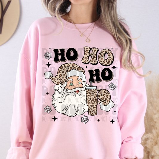 HOHOHO SANTA WITH CUP LEOPARD - DTF TRANSFER