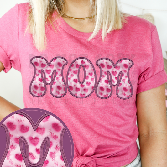 MOM DARK PINK HEARTS - DTF TRANSFER