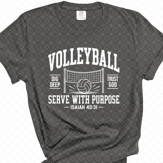 VOLLEYBALL SERVE WITH PURPOSE ALL WHT - DTF TRANSFER