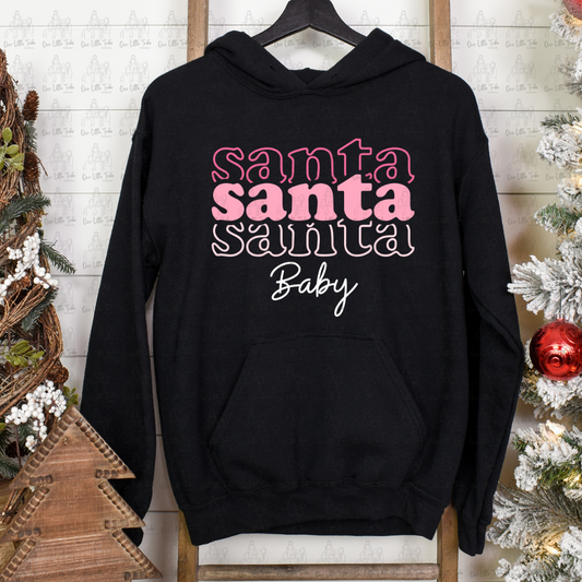 SANTA BABY STACKED RETRO PINKS W/WHITE - DTF TRANSFER
