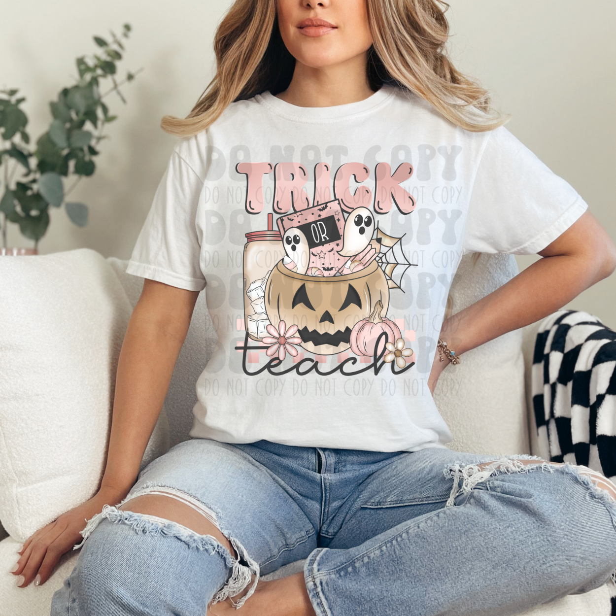 TRICK OR TEACH PRETTY PINK - DTF TRANSFER