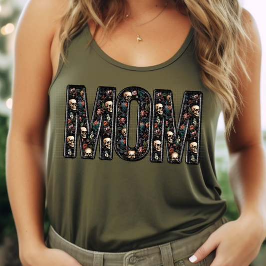 MOM FAUX EMBROIDERY SKELETON PRINT - DTF TRANSFER