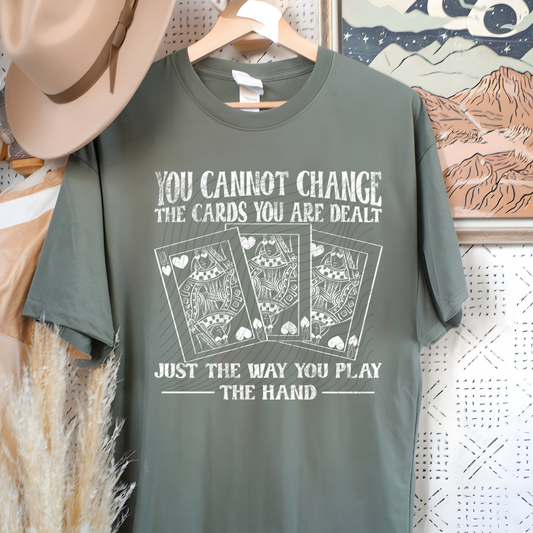 PLAY THE HAND WHT DISTRESSED - DTF TRANSFER