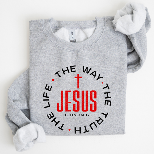 JESUS - THE WAY. THE TRUTH. THE LIFE. BLK/RED - DTF TRANSFER