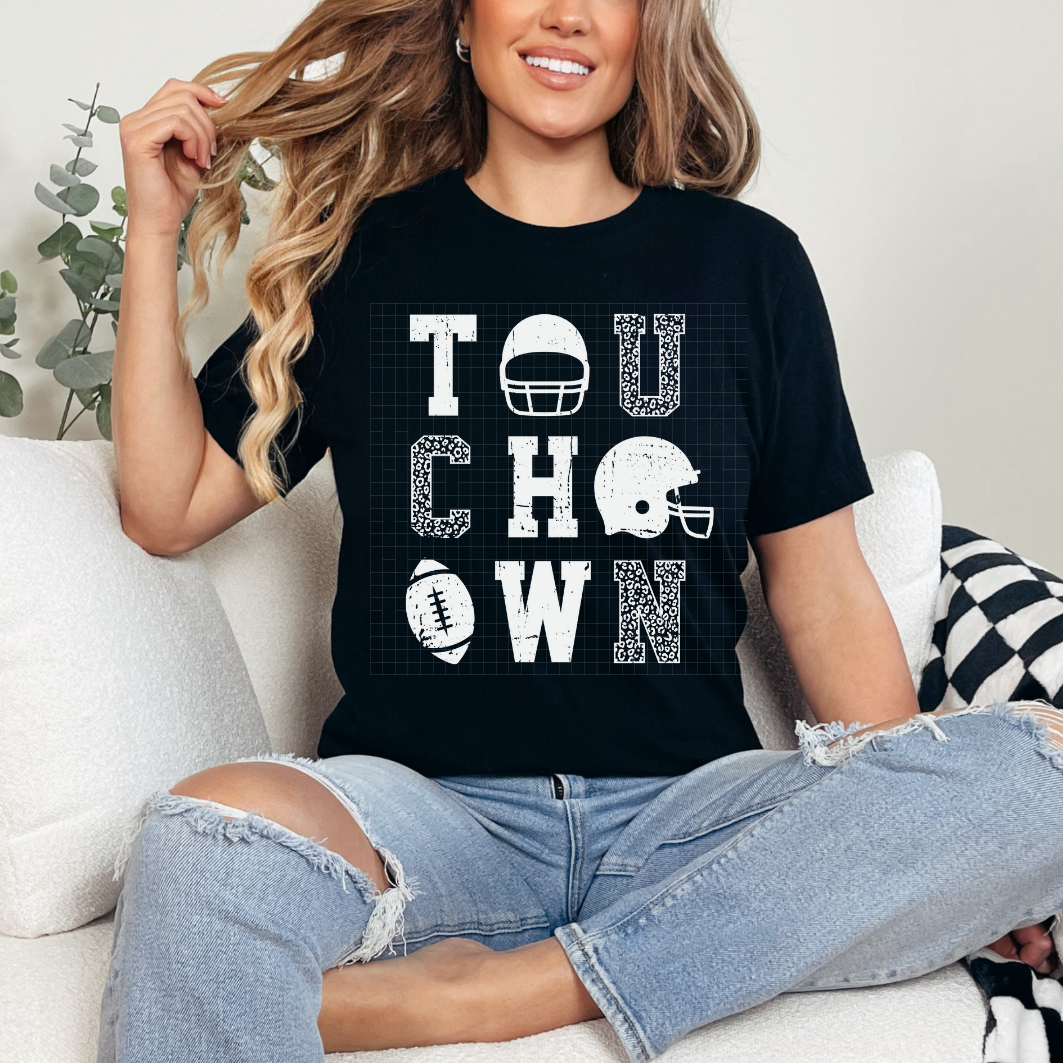 TOUCHDOWN COLLAGE WHITE DISTRESSED - DTF TRANSFER
