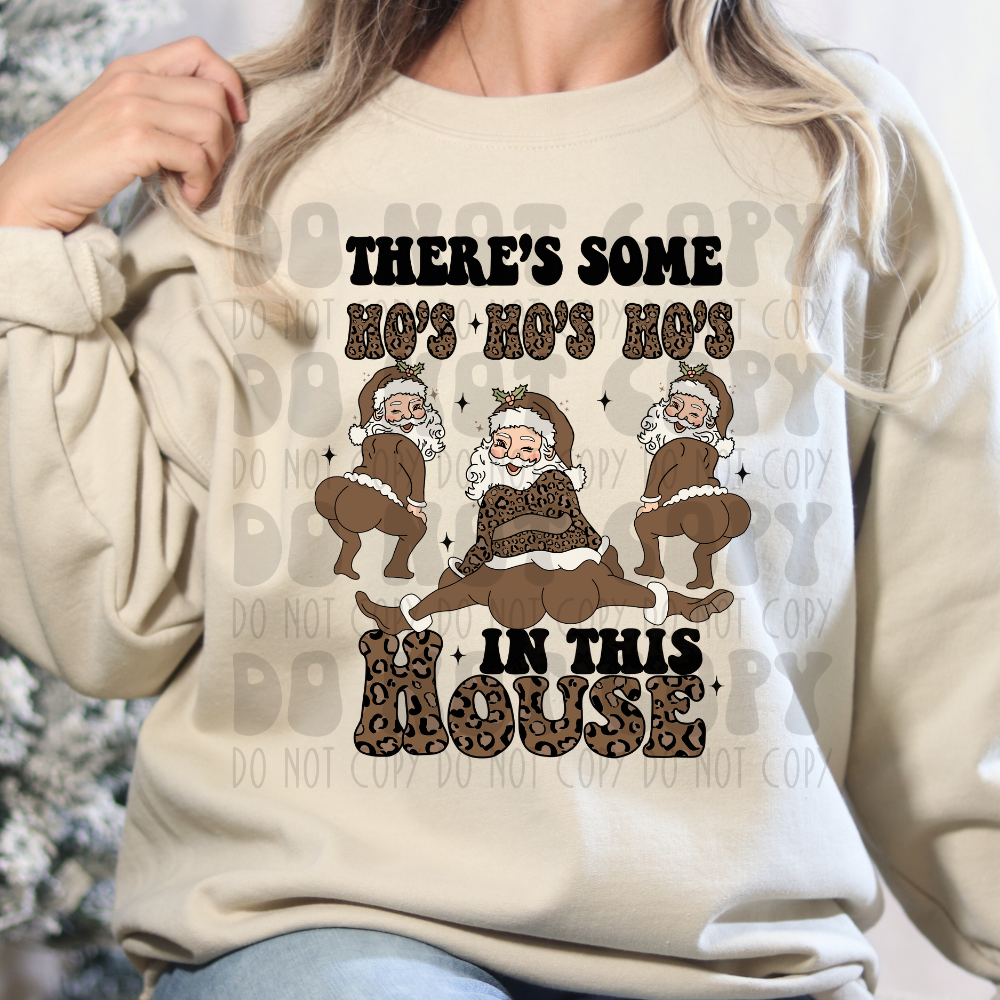 HO HO HOS IN THIS HOUSE - BROWN LEOPARD WORDS - DTF TRANSFER