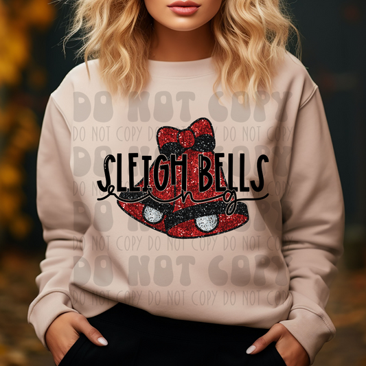 SLEIGH BELLS - FAUX GLITTER - DTF TRANSFER