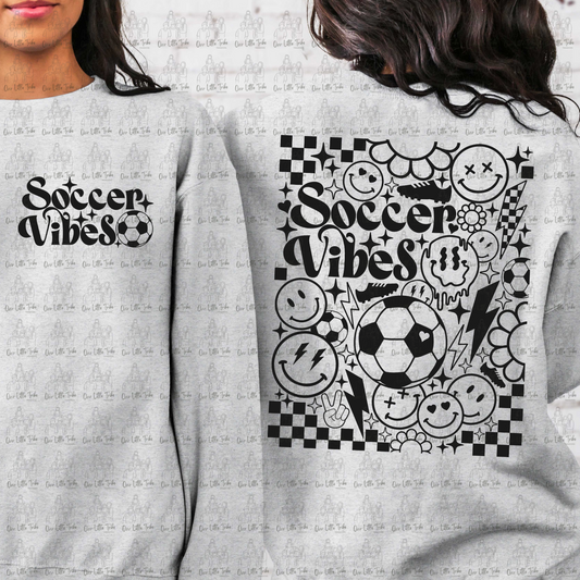 SOCCER VIBES COLLAGE W/ POCKET - BLACK - DTF TRANSFER