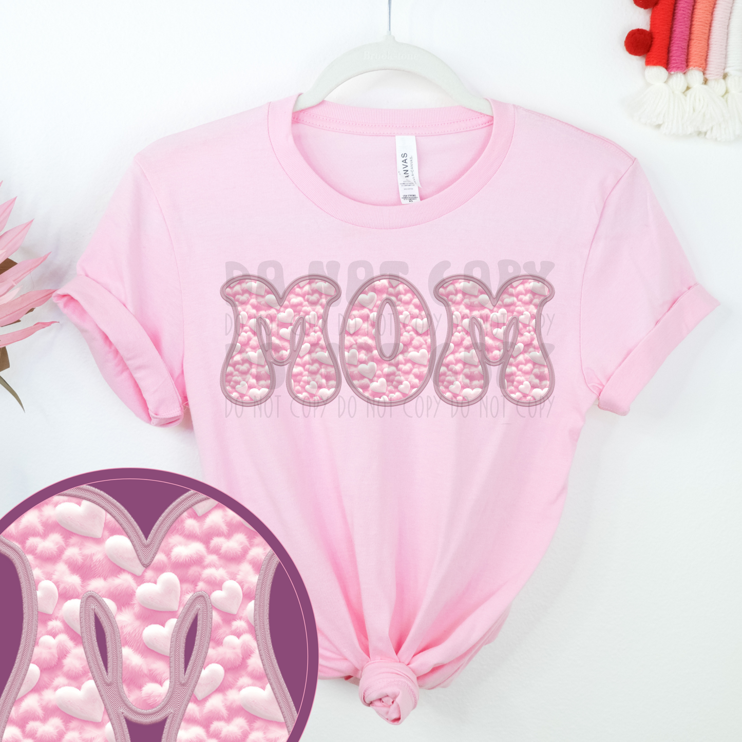 MOM LIGHT PINK HEARTS - DTF TRANSFER