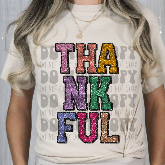THANKFUL - FAUX SEQUIN - DTF TRANSFER