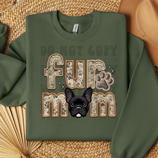 FRENCHIE, BLK - FAUX EMBROIDERY - DTF TRANSFER