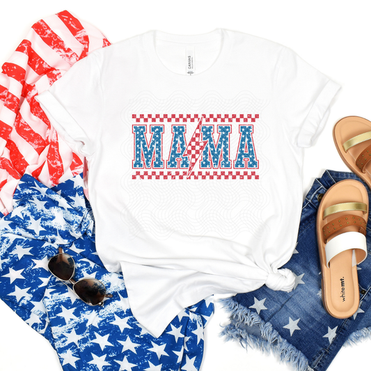 PATRIOTIC MAMA BOLT DISTRESSED - DTF TRANSFER