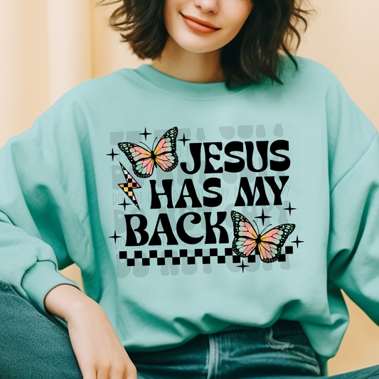 JESUS HAS MY BACK BUTTERFLIES - DTF TRANSFER