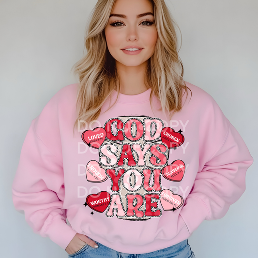GOD SAYS HEARTS - DTF TRANSFER