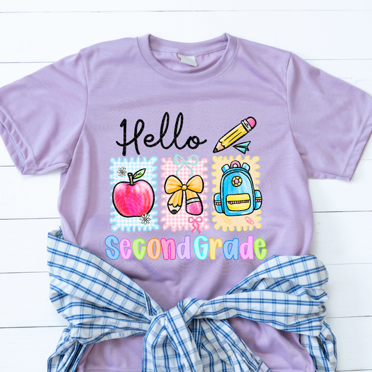 HELLO SECOND GRADE STAMPS - DTF TRANSFER
