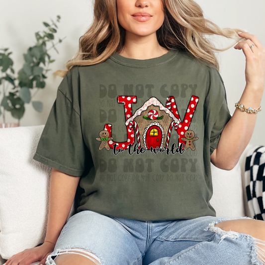 JOY TO THE WORLD GINGERBREAD HOUSE - DTF TRANSFER