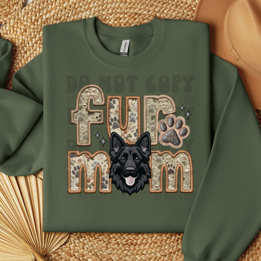 GERMAIN SHEPHERD, BLK - FAUX EMBROIDERY - DTF TRANSFER