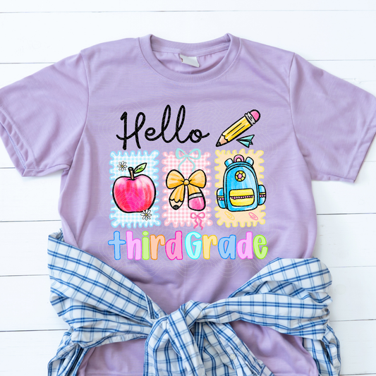HELLO THIRD GRADE STAMPS - DTF TRANSFER