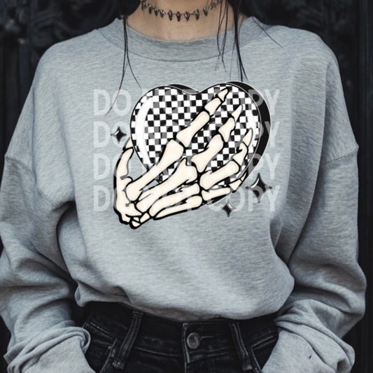 CHECKERED HEART SKELLIE - DTF TRANSFER