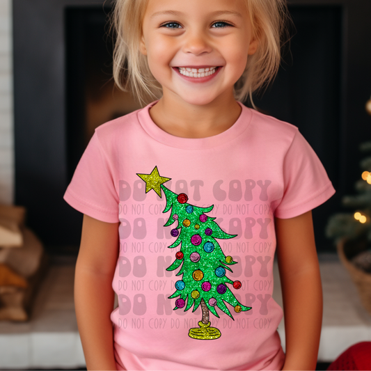 GREEN GUY TREE - FAUX SEQUIN - DTF TRANSFER