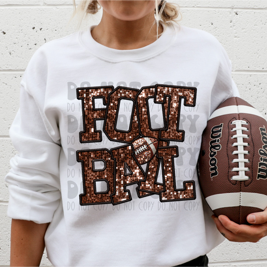 FOOTBALL FAUX EMBROIDERY & FAUX SEQUINS - DTF TRANSFER