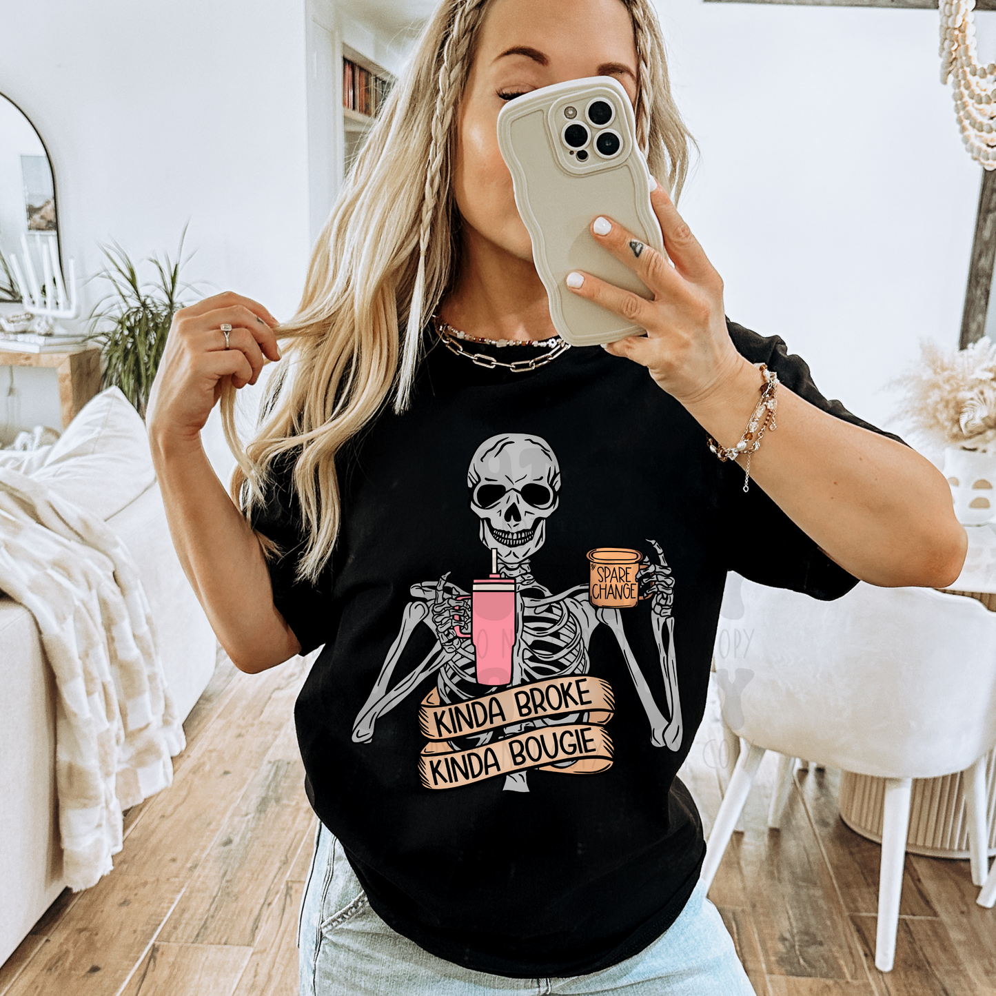 KINDA BROKE KINDA BOUJEE NO DISTRESS - DTF TRANSFER