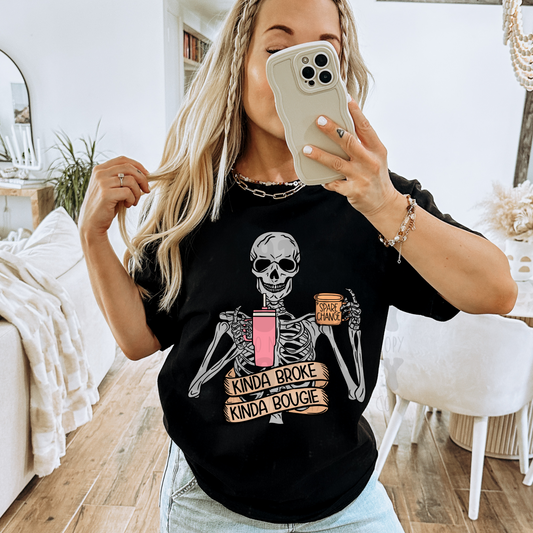 KINDA BROKE KINDA BOUJEE NO DISTRESS - DTF TRANSFER
